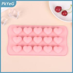 PkYeG 1 cái khuôn silicon hình trái tim ba chiều 15 lỗ Khuôn mousse lưới đá sô cô la Tự làm khuôn nướng bánh kẹo mềm