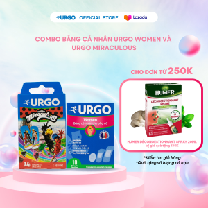 Combo Băng Cá Nhân Cho Phụ Nữ Urgo Women Bảo Vệ Vết Thương Nhỏ 3 Size (Gói/10 miếng) Và Băng Cá Nhân Có Họa Tiết Urgo Miraculous (hộp/14 Miếng)