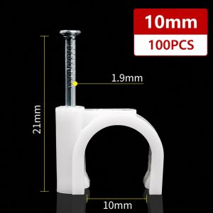 FEELDG 100Pcs 4-20mm Kẹp cáp  loại nhựa Đinh thép Kẹp dây điện  Giá đỡ gắn tường Đinh ghim cáp cho cáp Ethernet