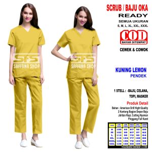 Baju Ok Seragam Oka Pria Wanita Dokter Stelan Scrub Medis Bidan Doctors Perawat Dokter  Nakes Jaga Lengan Pendek