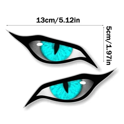 Two-piece set of 3D reflective motorcycle cat-eye stickers suitable for car rearview mirrors and motorcycles