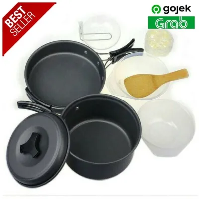 Panci Masak Camping Panci Set Cooking Set Outdoor Alat Masak Kemping Camping Gunung Travelling Berkemah 8 PCS