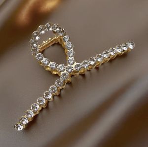 Qearl9 New Elegant Opals Hair Clamp Luxury Metal Hair Clip Gold Rose Flower Headdress Girls Fashion Hairpins