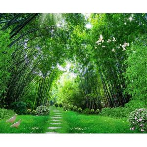 Tranh dán tường 3d rừng trúc 6 trang trí phù hợp mọi không gian tích hợp sẵn keo