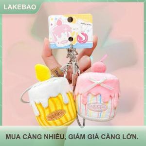 【LAKEBAO】 Dễ thương phim hoạt hình mô phỏng bánh sinh nhật Mặt dây chuyền sang trọng Keychain Kawaii món tráng miệng nhồi búp bê quyến rũ Ba lô mặt dây chuyền phụ kiện Quà Tặng