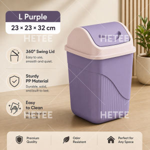 HETEE Nordic Style Thick Trash Bin 360-degree Rotating Garbage Can Rectangular Swing Lid for Kitchen Bathroom Living Room