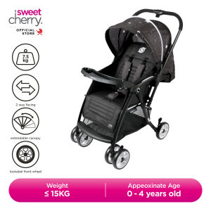 Sweet Cherry Easy & Quick Folding Baby Full-Size Stroller HP712 Morris 2 Way Facing Stroller with Full Coverage Canopy