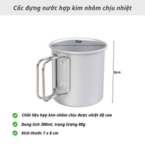 Cốc đựng nước uống cafe đi cắm trại dã ngoại hợp kim nhôm siêu nhẹ chịu nhiệt tốt có quai cầm rất gọn tiện lợi