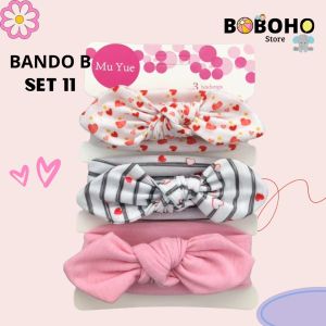 BOBOHO - SET BANDANA BAYI ISI 3 PCS / HEADBAND ANAK KAIN  MOTIF LUCU