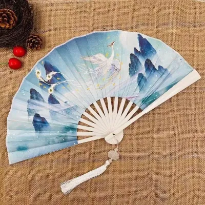 Chinese Style Folding Fan Classical Dancing Cloth Fan Vintage Fan Hand Held Fans Props Cosplay Fan