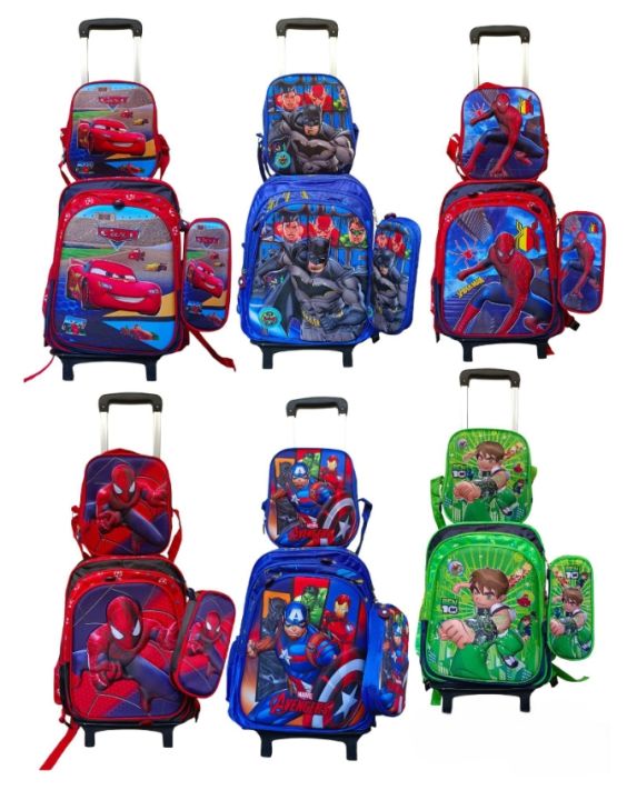 (VANNOS) 3 in 1 Character Trolley Bagpack Top Grade high quality school