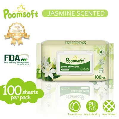 Poomsoft 1 Pack/3 Packs Jasmine Scented No-Alcohol Gentle Baby Wipes Wet Tissue Disposable