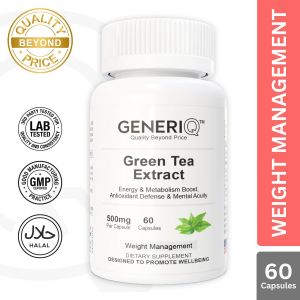 GENERIQ Green Tea Extract 500mg (Mental Focus Energy Boost & Antioxidant Support)