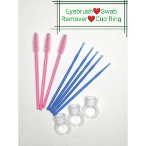 READY STOCK -JOHOR 1 Pkt 3 item mixed sets Eyelash BRUSH comb makeup tool Disposable spiral round Swab ver & Cup Ring