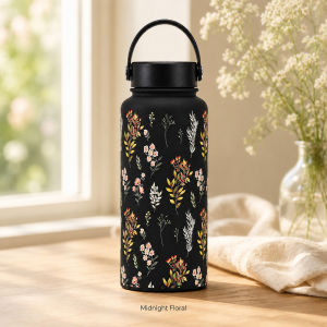 1000ml Floral Vacuum Flask Thermal Water Jug SUS304 Wide Mouth Portable Hot Cold Bottle with Carry Handle