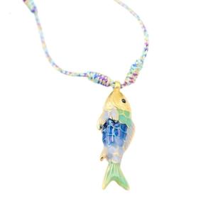 Playful Sea Fish Pendant Necklace Charm Stainless Steel Clavicle Chain Gift for Kids Birthdays