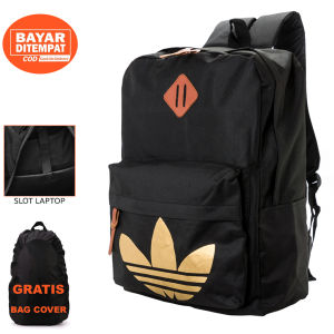 TAS RANSEL CASUAL BAG COVER RAIN COVER - Ukuran 40 x 30 cm - Bonus Bag Cover - Kain Canvas - Slot Laptop 14"