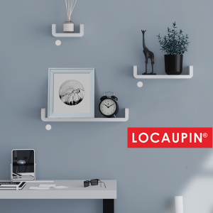 Locaupin Plastic Floating Shelves Wall Mounted Fashion Wall Storage Shelves for Bedroom Living Room Bathroom Kitchen