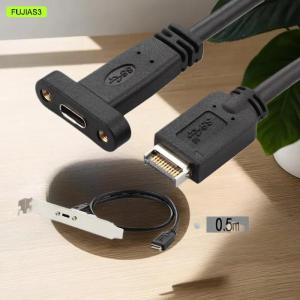 FUJIAS3 1 Piece loại-e để USB-C Loại C nữ nối mở rộng dây cáp với bảng điều khiển núi Vít 30 50cm USB 3.2 phía trước bảng điều khiển tiêu đề