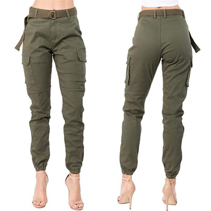 Khaki Cargo Pants with Belt, Women's Fashion, Bottoms, Other Bottoms on  Carousell
