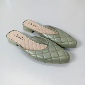 Wolf.id SPT-65 Sandal Wanita Kasual Slip-On Flat Shoes Mules Cewek Kerja Jalan Woman Heel BISA COD