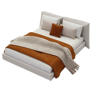 Cream Styles Miniature Double Bed with Beddings Bedroom Furniture Realistic Detailing Design for 1/20 Dollhouses Decors