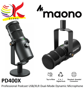 MAONO PD400X USB/XLR PROFESSIONAL PODCAST DYNAMIC MICROPHONE WITH CARDIOID PATTERN 3 IN 1 MULTI-FUNCTION COMPOUND KNOB REAL-TIME MONITORING AND 1 TAPE TO MUTE