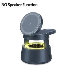 3 in 1 Magnetic Wireless Charger Bluetooth Speaker LED Light Desktop Fast Charging Phone Stand For iPhone 16 15 iWatch Airpods