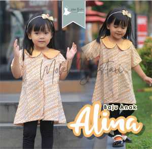 Alina Atasan Baju Anak Peempuan Motif Batik Seragam Sekolah Anak dan Remaja Paud TK SD SMP