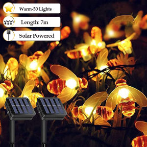 Solar Garden Light Solar Firefly Starburst Swing Light 2 Modes Solar Landscape Street Light Outdoor Waterproof Garden Garden Path Decoration Light (Bee)Add bee string light