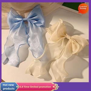 Graceful Mesh Barrette Bow Ribbon Hair Clips Sweet Gentle Girly Back Of Head Super Fairy Hairpins Advanced Fashion Headwear Accessories