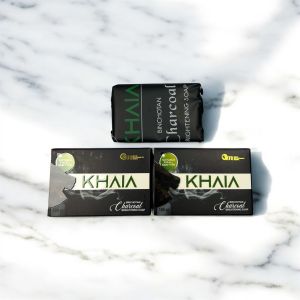 Khaia 3 PCS Khaia Binchotan Brightening Charcoal Soap Original Sabun Arang Pembersih Wajah Skincare