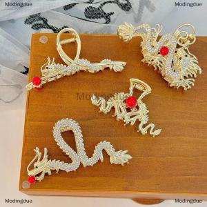 [COD] Modingdue 2024 Year Of The Dragon Shark Claw Clip Rhinestones Dragon Hair Claw Metal Hairpin Women Crab Clip Barrette Hair Accessories