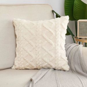 Modern Simple Jacquard Plush Three-dimensional Pillowcase Sofa Pillow Bed Cushion Solid Color Waist Support Without Pillow