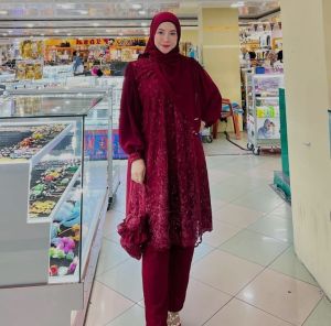 Lexy Set / Setelan Wanita Jumbo Ceruty Babydoll Mix Brukat LD 120CM / Setelan Kondangan Wanita Terbaru 2025 / Baju Perempuan Super Jumbo Ukuran M - L - XL - XXL / Pakaian Lebaran Wanita Atasan Dan Celana / Busana Import Brukat Korean Style / Setelan Murah