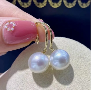 PERFECT Round AAAAA 12-13MM south sea white natural pearl earring 14K GOLD south sea pearl authentic dangling pearl earring original south sea pearl