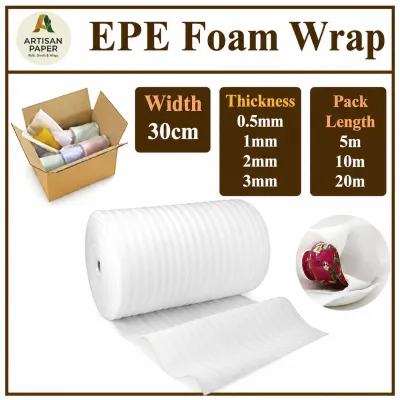 EPE Foam Wrap Roll W30cm Pearl Cotton Packaging Material 1mm To 3mm Thk Anti Scratch Anti Shock Cushioning 5m 10m 20m Bubble Wrap Alternative Shipping Moving Box Liner Packing Fragile Glass Ceramic Protection Courier Parcel Mailing Layer Sheet