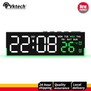 【Vktech】 Elegant LED Alarm Clock with USB Charging Port Large Display for Modern Home Decor Digital Desk Clock