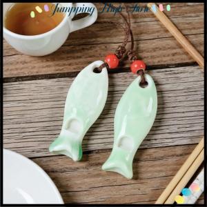 【Jumpping】 Ceramic Fish Shaped Whistle Pendants Necklaces Creative Personality Sweater Chain Handmade Jewelry For Children Toy Gift