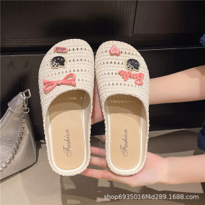 Free Shipping Woven Openwork Sandals WomenS Outdoor Sandals 2026 Summer Slip-On Sandals Trendy WomenS Half-Slipper Sandals