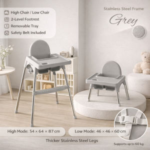 PlayPark High Chair for Baby Feeding Adjustable Height baby chair with Removable Legs Belt 4 Wheels