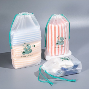 MGHL0072 Pouch Transparan Motif Karakter Tas Serut Travel Storage Bag Make Up Organizer Anti Air