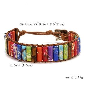 Square Cylinder Emperor Stone Bracelet Copper Chain Bracelet Natural Stone Boho Single Leather Bracelet Unique Gift