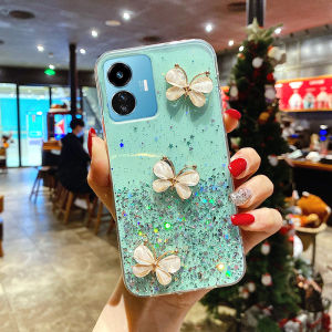 โทรศัพท์ปลอก Vivo Y02s Vivo Y77 5กรัม Y76 5กรัม2022G Litter S Tarry Sky คริสตัลผีเสื้อตกแต่งใสซิลิโคนอ่อนนุ่มกรณี Vivo Y02 S Vivo Y77 5กรัมโทรศัพท์ปก