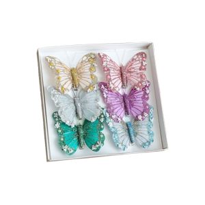 RGFV STORE Artificial Christmas Butterflies Ornaments Sparkling Glitter Simulation Butterfly Christmas Crafts with Clip Christmas Tree Decorations Xmas Tree Decor