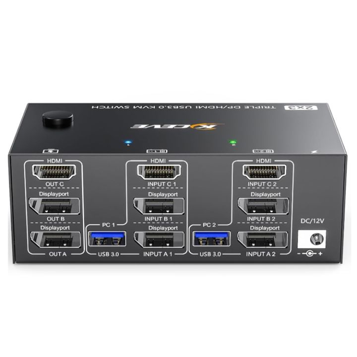 ZSYKD KCKVM203DH 8K 30Hz USB3.0 DP+DP+HDMI Triple Monitors KVM Switch Lazada