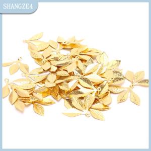 【SHANGZE4】 50 cái/bộ kết nối kết thúc tốt đẹp hình Lá Cổ Điển Thủ công kim loại tự làm đồ trang sức
