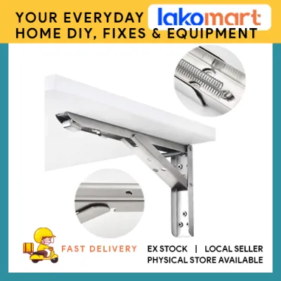 2 Pcs Stainless Steel Folding L Bracket Release Catch Shelf Support Bracket (10/12/14 Inches)