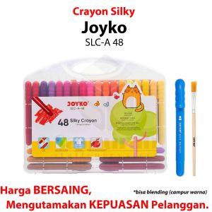 Crayon SIlky SLC A 48 Warna + Kuas / Krayon Halus Lembut SLC-A-48 Hard Case Tidak Beracun