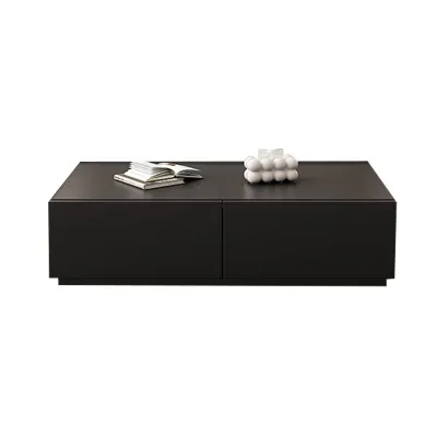 Solid Wood TV Cabinet and Coffee Table Combination Modern Multifunctional TV Console Floor to Cabinet Luxury Black TV Cabinet